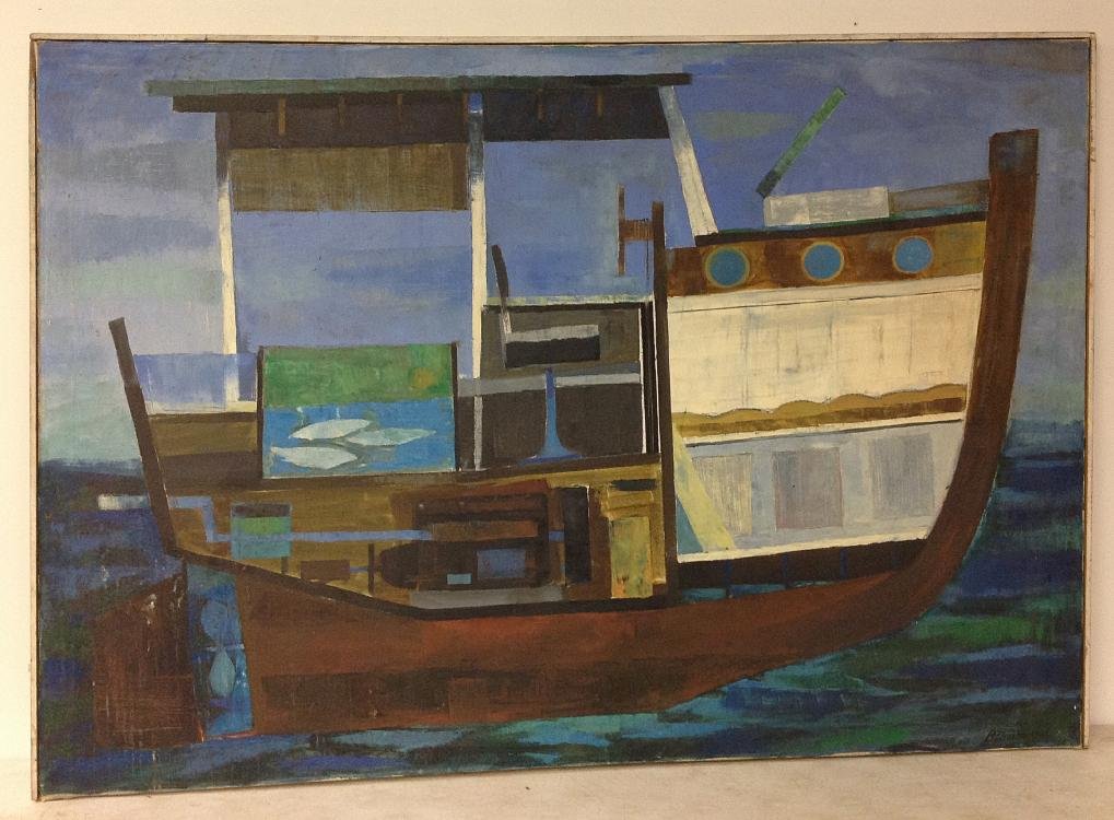 ROBERT BLANCHARD O/C BOAT CUTOUT, CIRCA 1960'S, CANVAS (1 of 1)