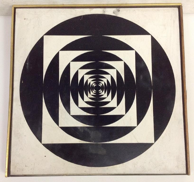 ROBERT BLANCHARD GEOMETRIC ABSTRACT O/B BLACK & WHITE, (1 of 1)