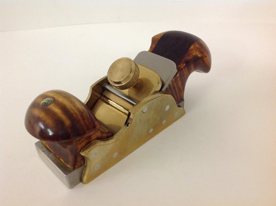 VERY FINE WOODWORKING PLANE, BRASS, STEEL, WOOD , WITH (1 of 4)