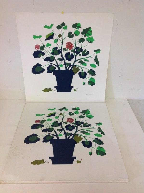 ROBERT BLANCHARD- 15 SILK SCREEN PRINTS, GREEN FLOWERS (1 of 1)