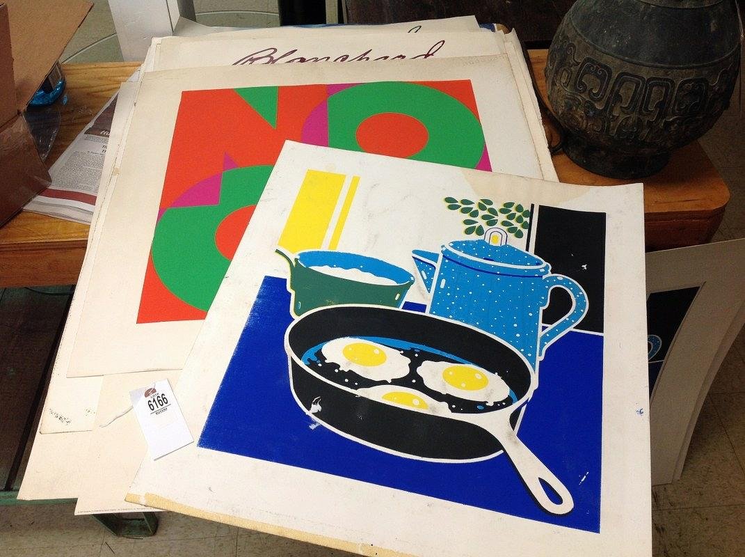 LARGE TABLE LOT OF ROBERT BLANCHARD ORIGINAL SILK (1 of 1)