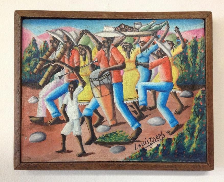 LOUIS JOSEPH HATIAN 1960'S O/C PEOPLE REJOICING, (1 of 2)