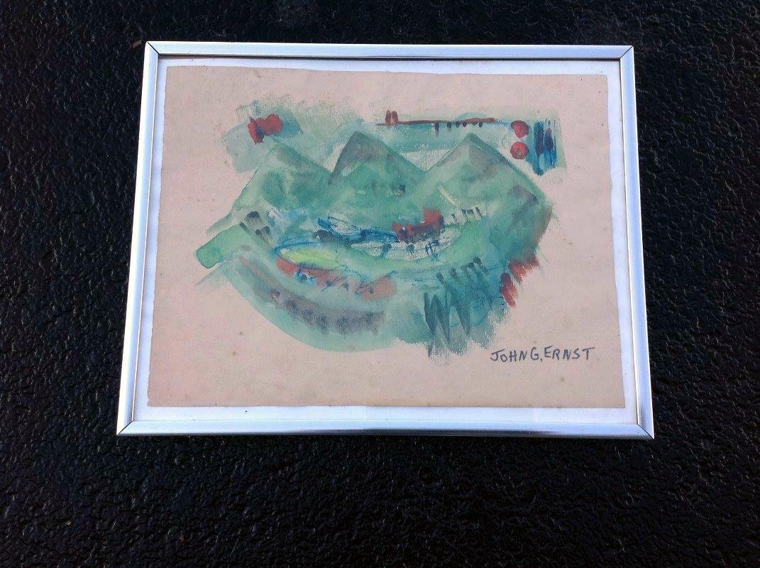 JOHN G. ERNST ABSTRACT WATERCOLOR, SIGNED LOWER RIGHT, (1 of 2)