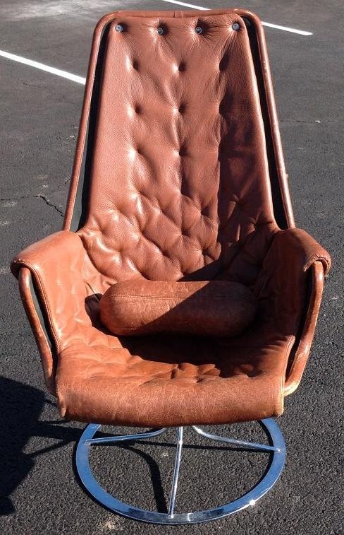 BRUNO MATHSSON DUX JETSON CHAIR, BROWN LEATHER, FROM (1 of 3)