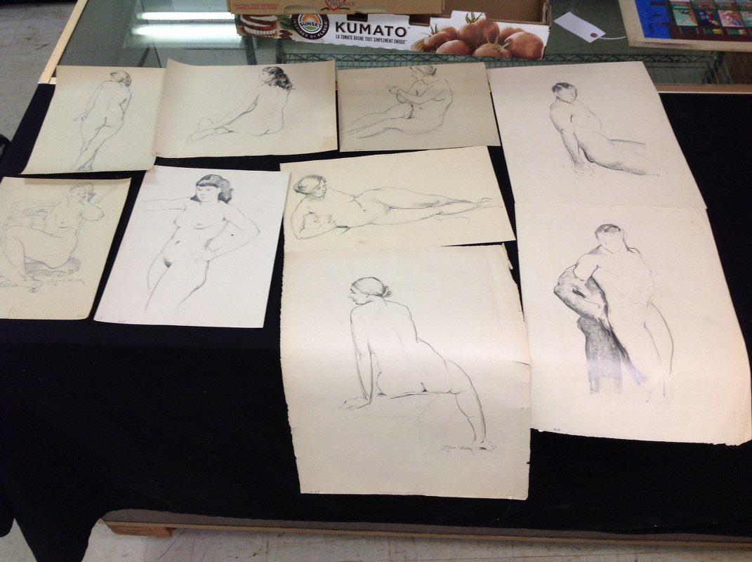 LOT OF ALFRED HUTTY SKETCHES OF MALE AND FEMALE NUDES, (1 of 5)