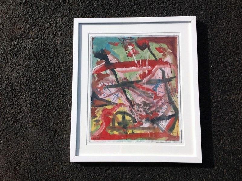 ROLPH SCARLETT ABSTRACT GOUACHE ON PAPER, SIGNED LOWER (1 of 2)
