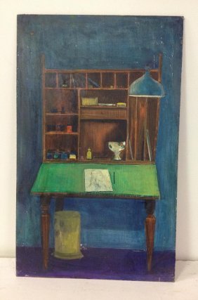 ROBERT BLANCHARD O/B STILL LIFE OF DROP FRONT DESK WITH (1 of 1)