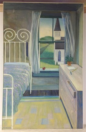 ROBERT BLANCHARD O/C ROOM INTERIOR WITH VIEW OF CHURCH (1 of 2)