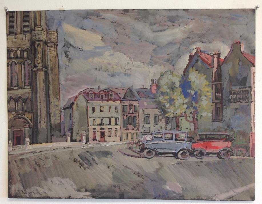 JOSEPH LEVIN GOUACHE ON PAPER , PARIS STREET SCENE, (1 of 2)