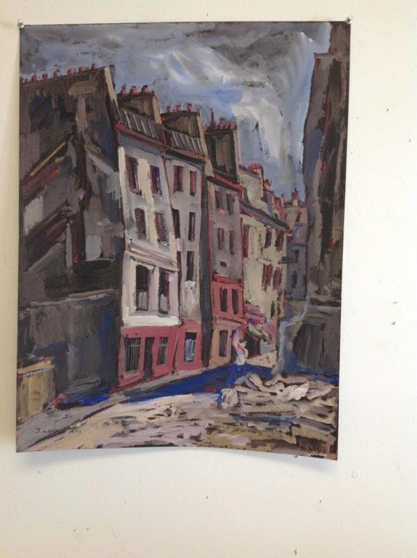 JOSEPH LEVIN PARIS STREET SCENE GOAUCHE ON PAPER, CIRCA (1 of 2)