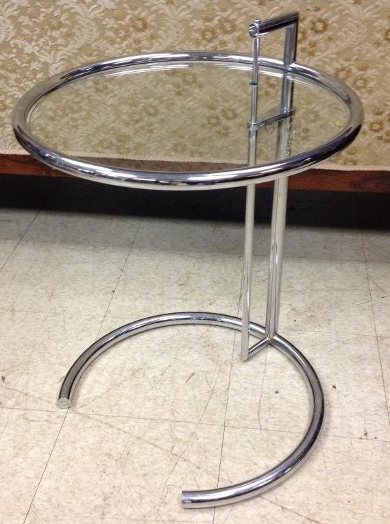 EILEEN GRAY DESIGN CHROME ADJUSTABLE TABLE, MEASURES (1 of 2)