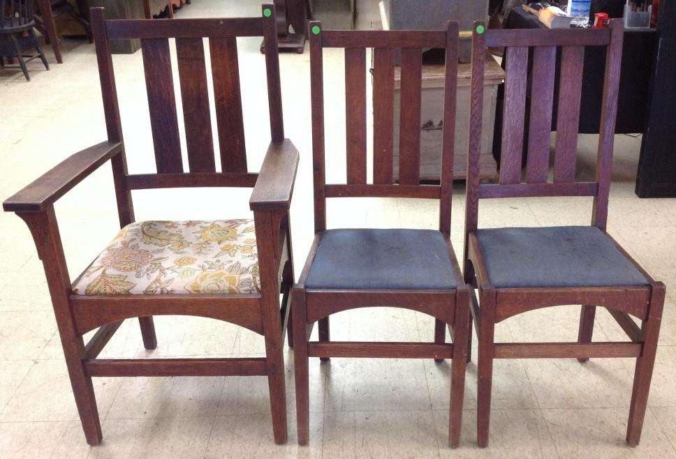 HARVEY ELLIS DESIGN, 3 MISSION OAK CHAIRS, ESTATE FOUND (1 of 5)