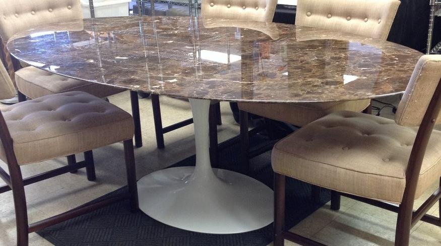 EERO SAARINEN MARBLE TOP TULIP BASE DINING TABLE, (1 of 8)