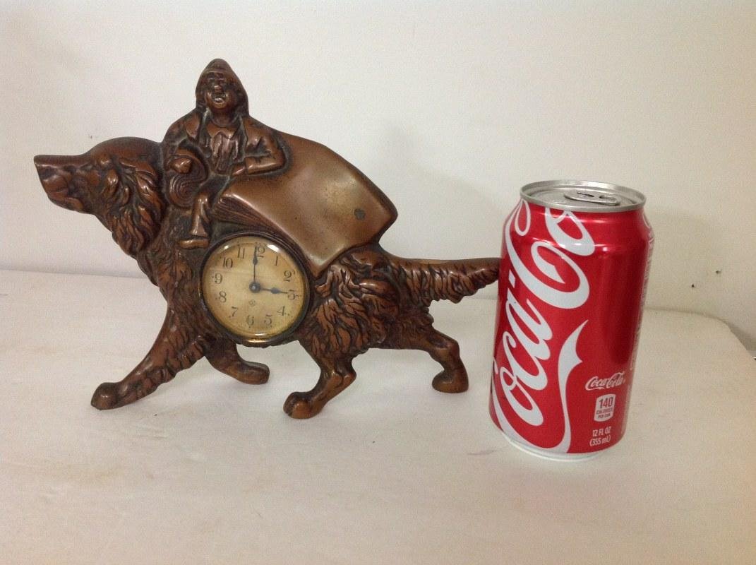 ANSONIA FIGURAL DOG CLOCK WITH MAN ON TOP (1 of 3)
