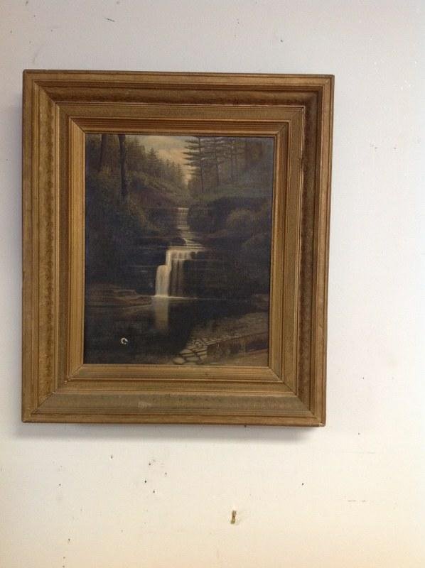 19TH C HUDSON VALLEY O/C LANDSCAPE W/ WATERFALLS (1 of 4)