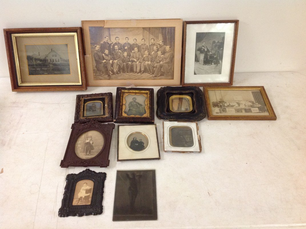 BOX OF FRAMED  AMBROTYPES, DAGUERREOTYPE, TINTYPES, (1 of 10)