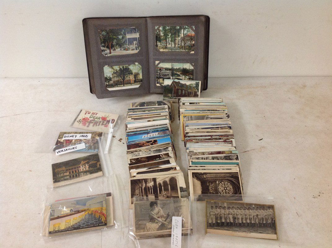 ESTATE POSTCARD LOT--  300 OR SO, INCLUDING USA ALBUM, (1 of 6)