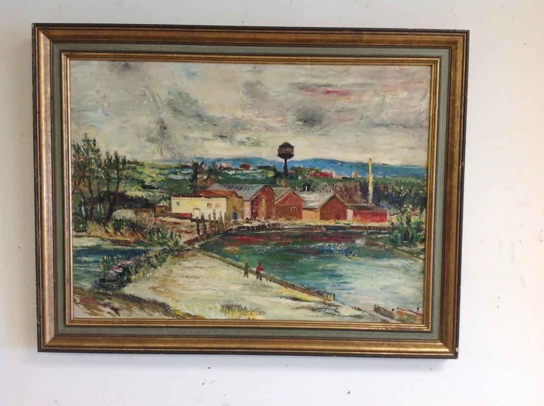 EUGENE LUDINS O/C LANDSCAPE WITH TOWN IN BACKGROUND, 2 (1 of 5)