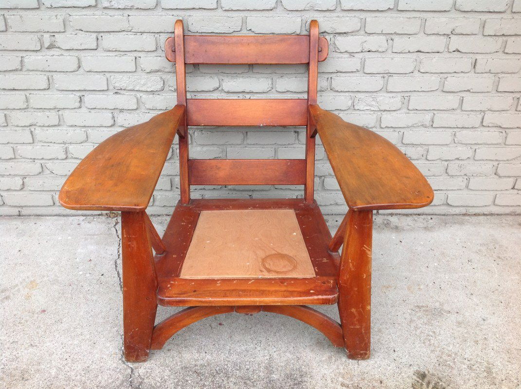 CUSHMAN MAPLE PADDLE ARM CHAIR, FRAME NICE OVERALL (1 of 1)