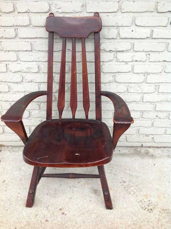CUSHMAN(?) MAPLE ARMCHAIR, DARK FINISH, AS PICTURED (1 of 2)