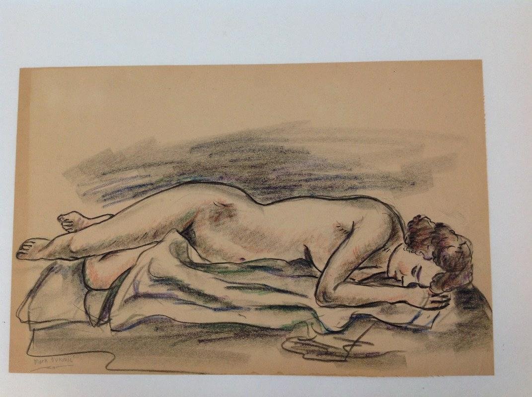 MARK VUKOVIC DRAWING OF NAKED WOMAN LYING DOWN, (1 of 1)