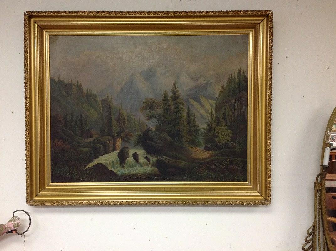 19TH C O/C LANDSCAPE FROM HUDSON VALLEY ESTATE UNSIGNED (1 of 3)