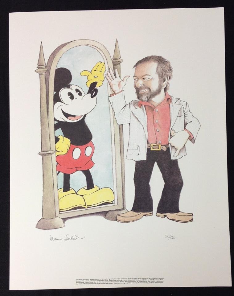 MAURICE SENDAK SIGNED MICKEY MOUSE PRINT 1981,: MAURICE SENDAK SIGNED MICKEY MOUSE PRINT 1981, #377/500, GROWING UP WITH MICKEY: MICKEY AND ME, ISSUED BY THE ROSENBACH MUSEUM & LIBRARY, PHILADELPHIA 1981, THIS SIGNED /NUMBERED PRINT IS LIMITED TO 5