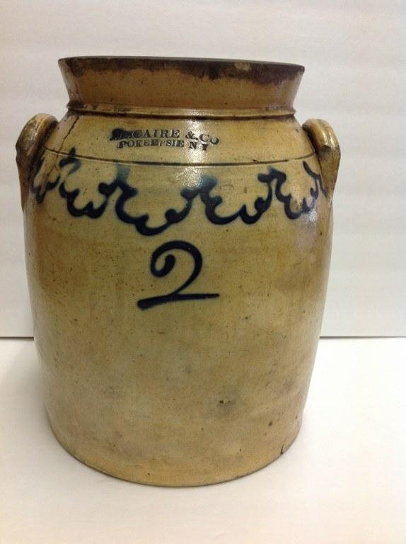 J B CAIRE & CO. POKEEPSIE NY 2 GALLON CROCK WITH OLD (1 of 2)