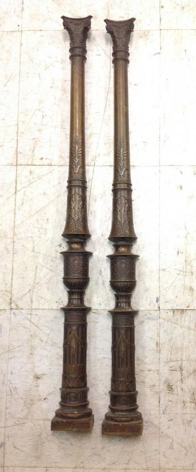 PR. BRONZE DECORATIVE 33 1/4" HIGH COLUMNS, GREAT (1 of 5)