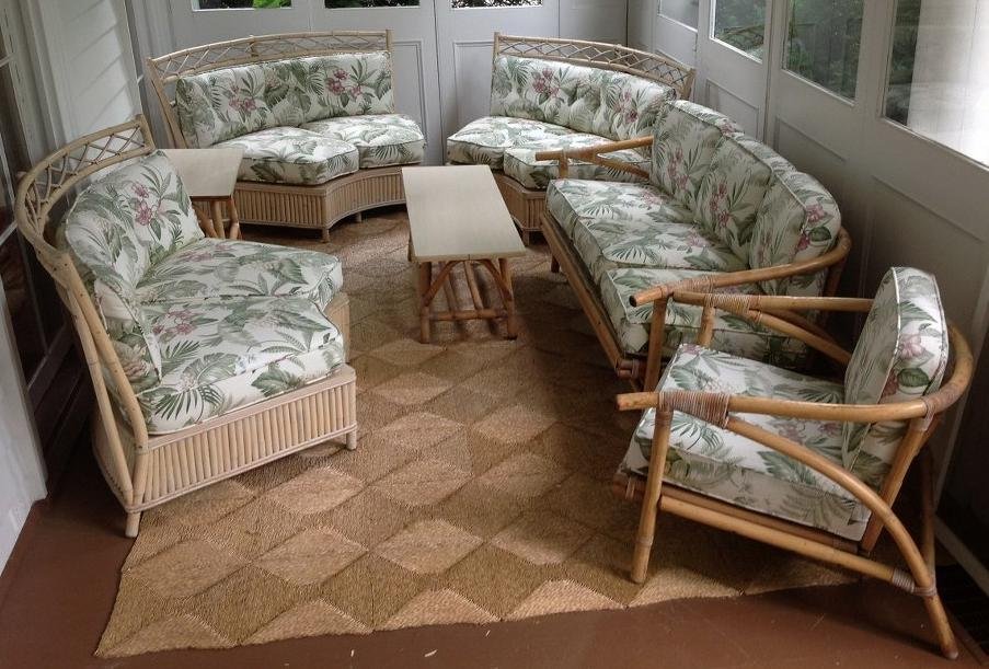 (7) PIECE VINTAGE BAMBOO PARLOR SET WITH BEAUTIFUL BARK (1 of 7)