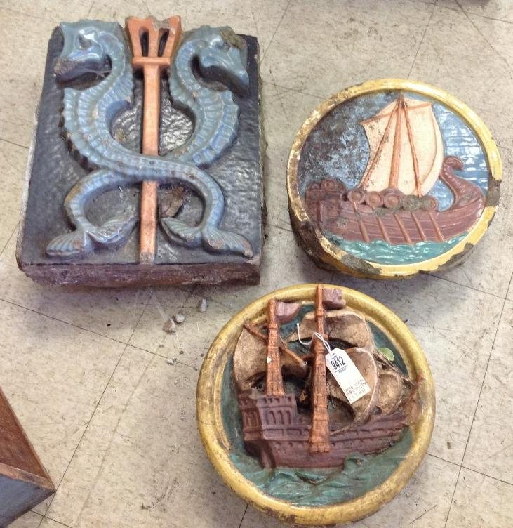 (3) DECORATIVE TILES FROM 1928, GEORGE WASHINGTON BATH (1 of 5)