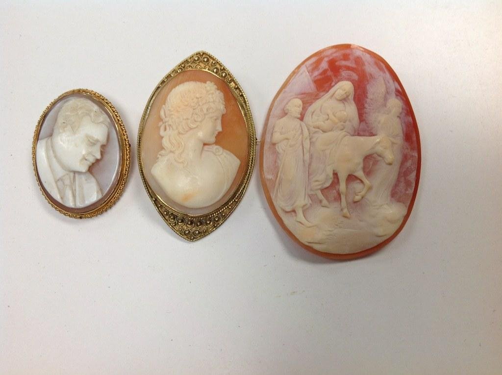 (3) CAMEOS INCLUDING (2) 14K GOLD, NICE ESTATE (1 of 2)