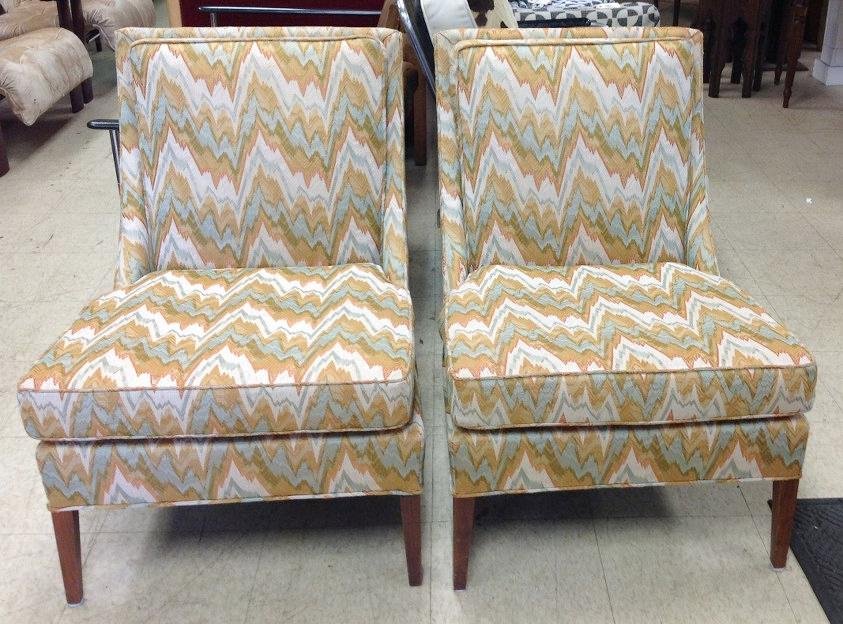 PAIR OF SMILOW MID-CENTURY SIDE CHAIRS IN PERIOD FABRIC (1 of 3)