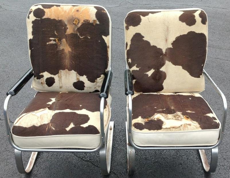 LLOYD LOOM PAIR CHROME MID-CENTURY SPRING CHAIRS, (1 (1 of 6)