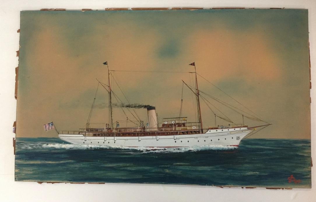 JOSEPH SELBY GOUACHE ON BOARD OF BOAT NAMED 'ONEIDA', (1 of 6)