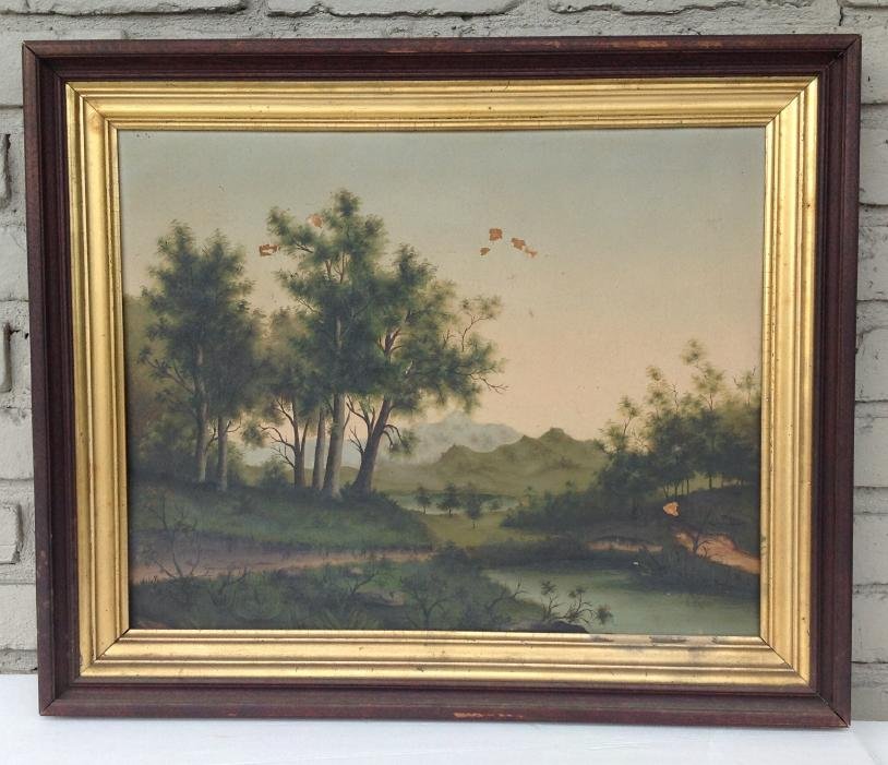 19TH CENTURY O/C HUDSON RIVER STYLE LANDSCAPE, UNSIGNED (1 of 2)