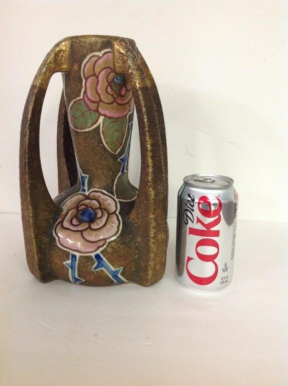 AUSTRIAN CERAMIC 4 HANDLED VASE, SIGNED ILLEDGIBLY ON (1 of 6)