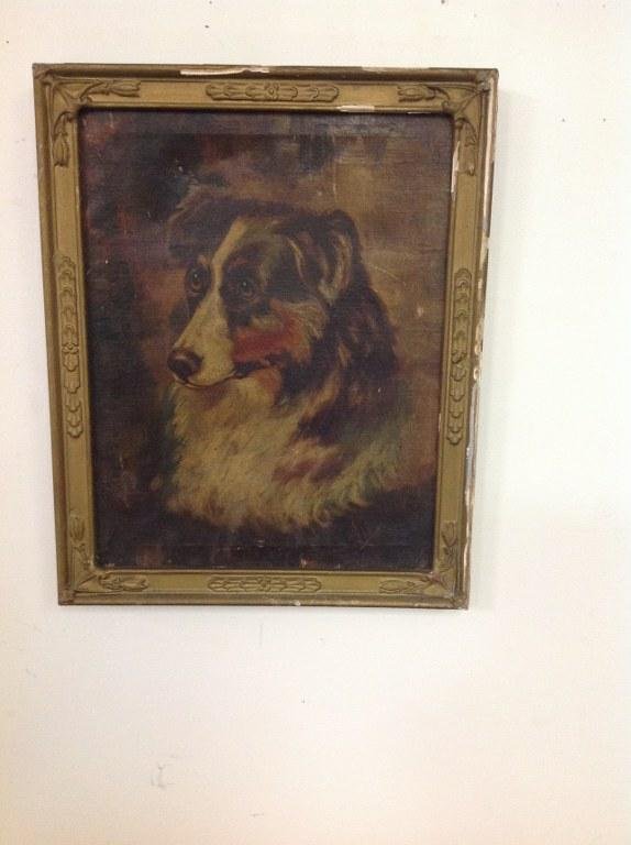 O/C DOG PORTRAIT CIRCA 1900, SIGNED ILLEDGIBLY, CANVAS (1 of 3)