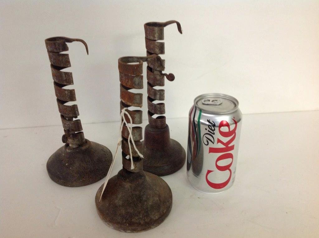 3 18TH C. FRENCH SPIRAL CANDLESTICKS, 2 ARE 7 1/2" (1 of 2)