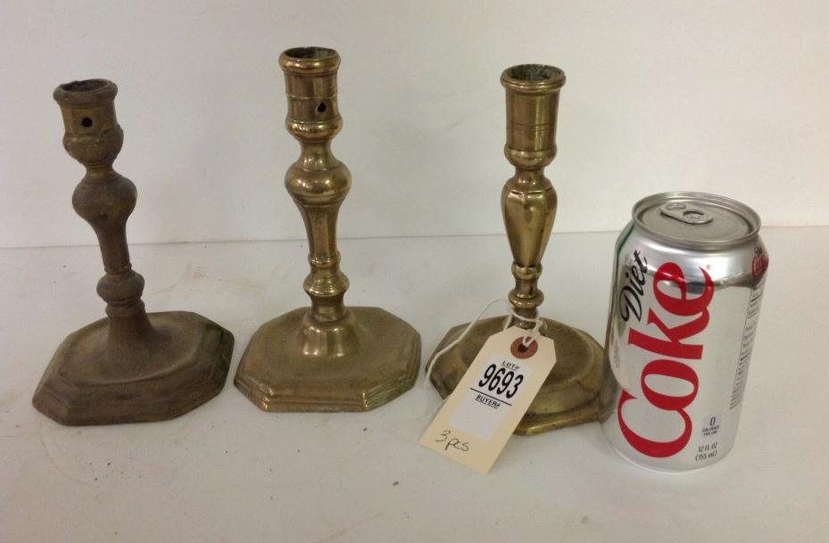 3 18TH C. FRENCH BRASS CANDLESTICKS, THEY MEASURE 7", 6 (1 of 1)