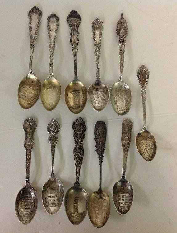 11 STERLING OLDER SOUVENIR SPOONS, WEIGH 6.77 TROY (1 of 4)