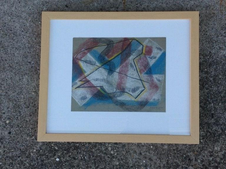 ROLPH SCARLETT ABSTRACT PASTEL & CRAYON, SIGNED LOWER (1 of 3)