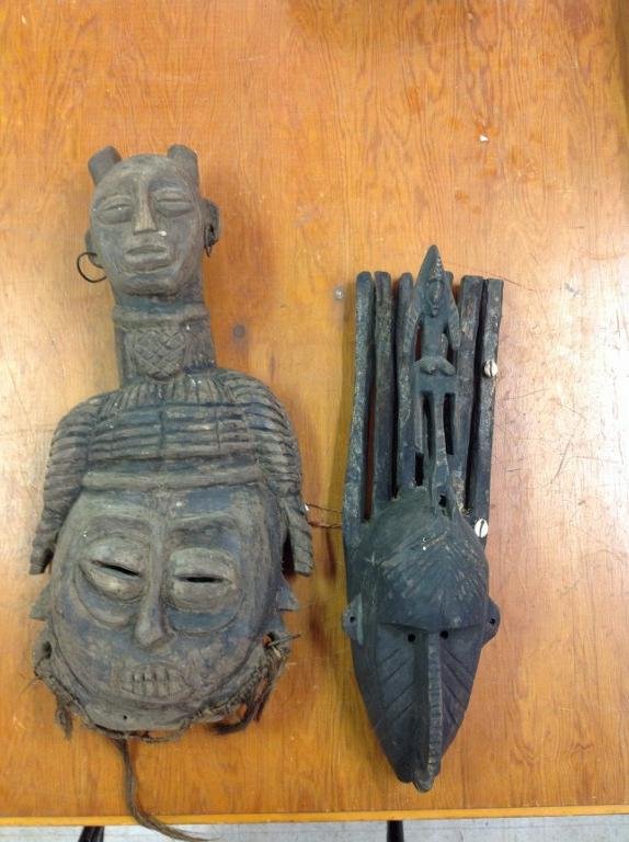 (2) AFRICAN TRIBAL MASKS INCL. BOBO FING, THEY MEASURE (1 of 3)