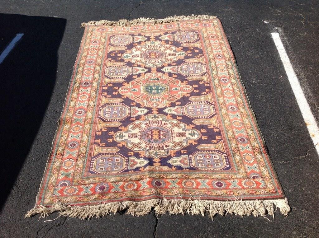 OLDER HANDMADE ORIENTAL RUG, MEASURES 84" X 54 1/2", (1 of 4)