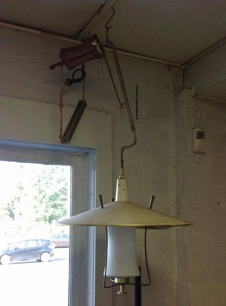 HANGING MID CENTURY WALL LAMP WITH BRASS WEIGHT TO (1 of 3)