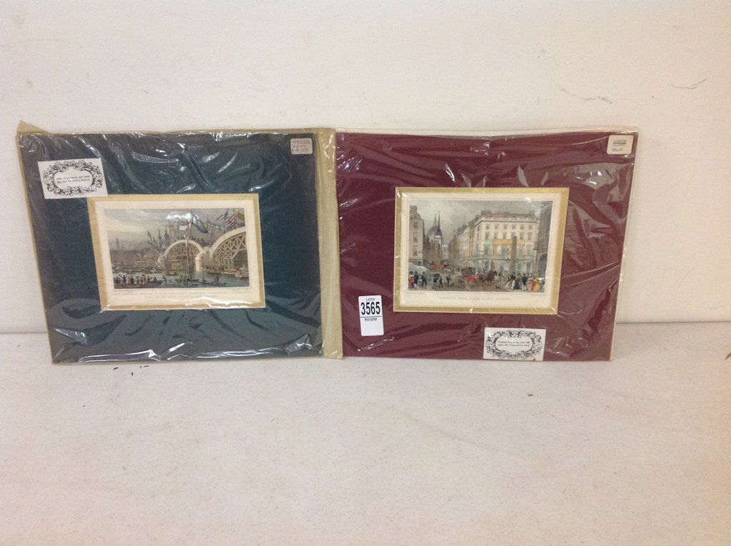 LOT OF 2 HAND COLORED 1850'S ENGRAVINGS OF LONDON, AS (1 of 4)
