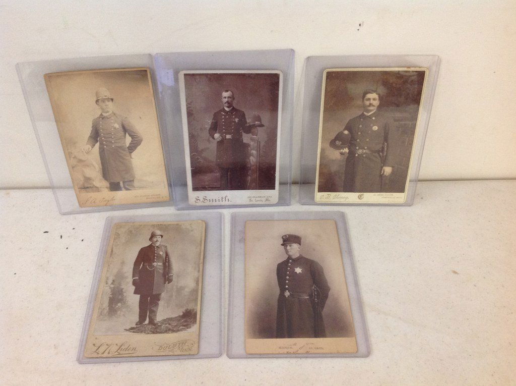 LOT OF 5 CABINET CARDS OF POLICEMEN; 1 BY S.A. TAYLOR, (1 of 3)
