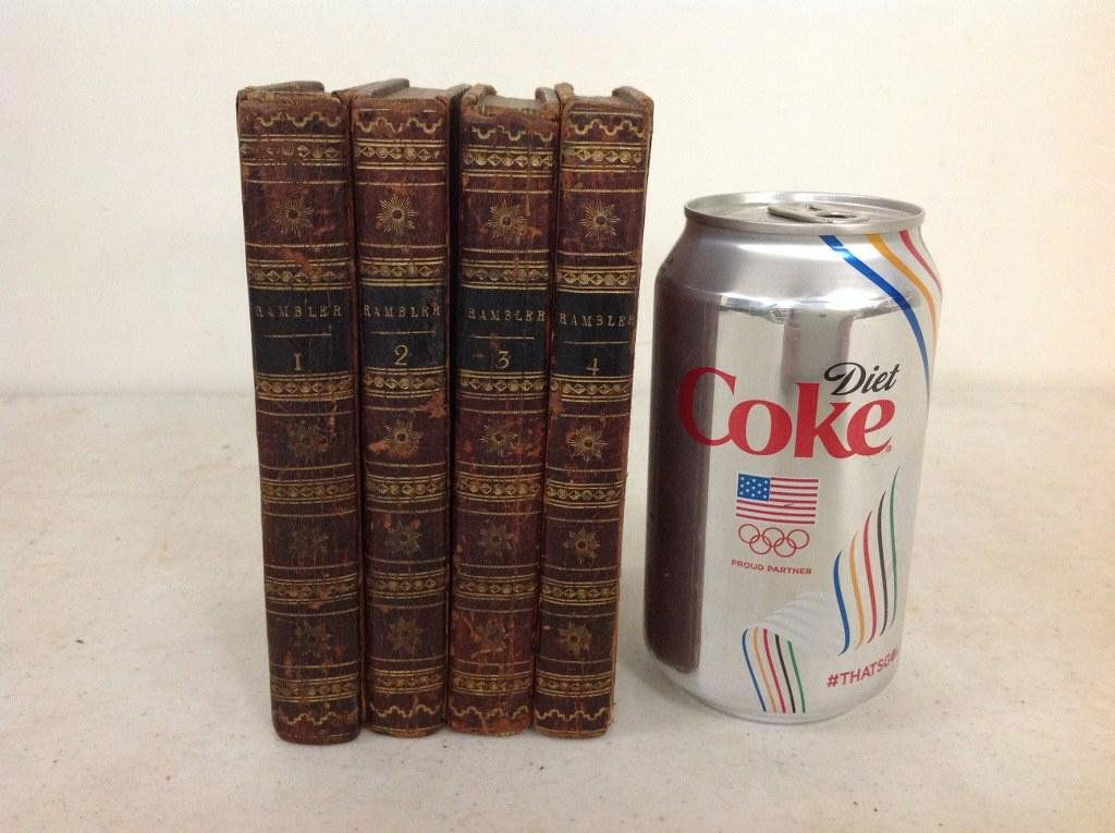4 VOLS THE RAMBLER 1793, 1795 BY DR. SAMUEL JOHNSON-- (1 of 2)