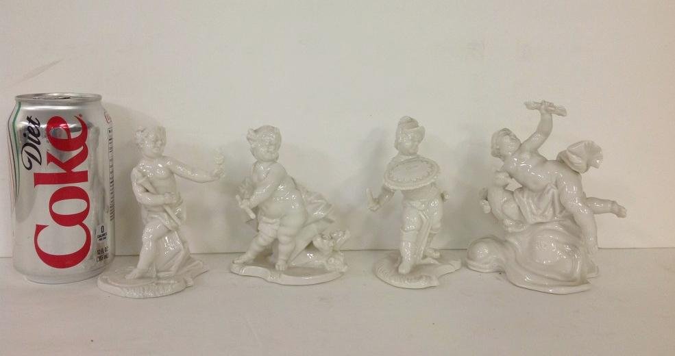 LOT OF 4 NYMPHENBURG CHERUBS INCLUDING NO. 239 PLUTO,: LOT OF 4 NYMPHENBURG CHERUBS INCLUDING NO. 239 PLUTO, NO. 255 MARS, NO. 97(?) JUPITER & NO. 491 VENUS, GOOD CONDITION, AS PICTURED