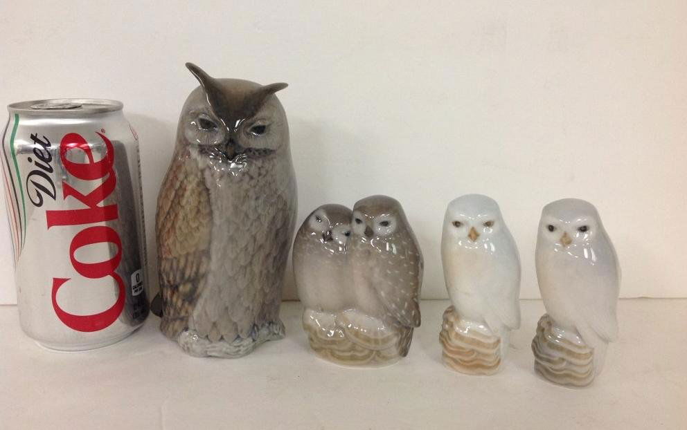 LOT OF 4 ROYAL COPENHAGEN OWLS INCLUDING NO. 2999 LARGE (1 of 2)